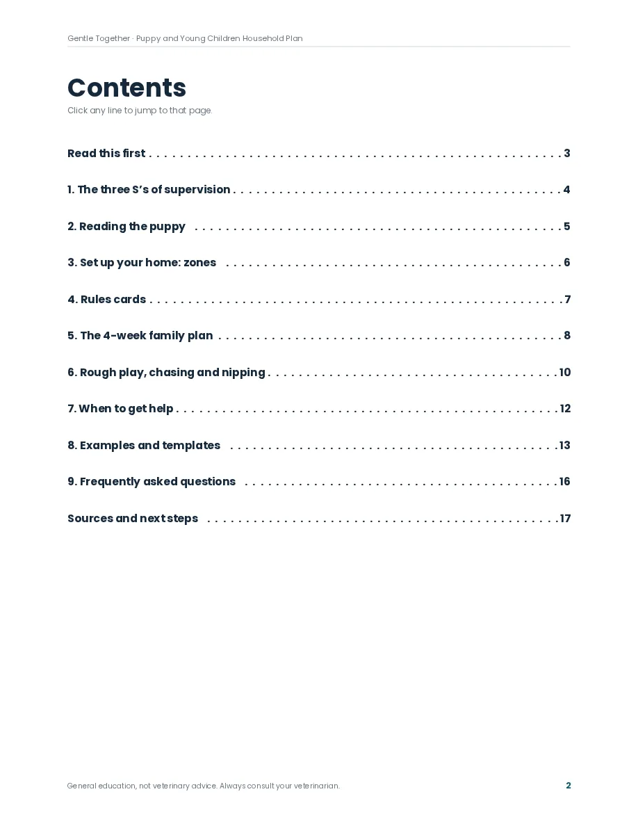 Gentle Together preview page: Contents